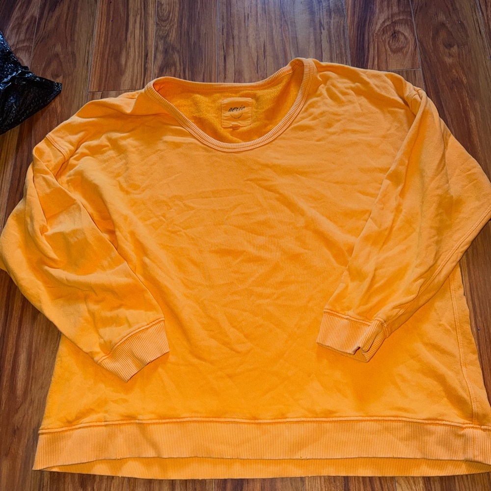 aerie Women's Bright Orange Off-The-Shoulder  Crewneck Sweatshirt